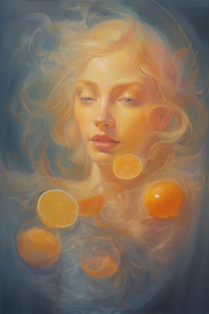 Bezpłatne zdjęcie cyfrowy portret z pomarańczowym