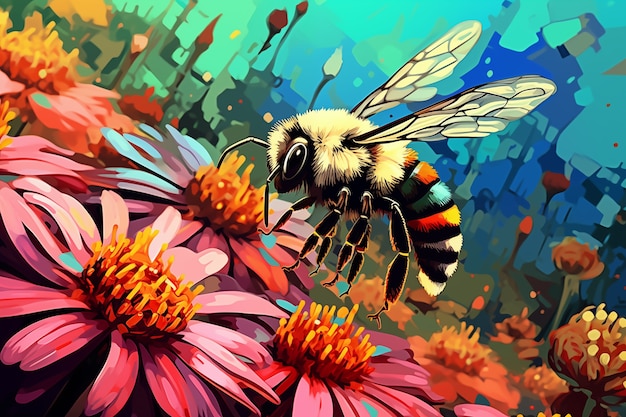 Cyfrowy styl sztuki pszczoły
