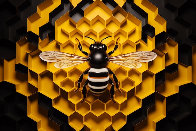 Bezpłatne zdjęcie cyfrowy styl sztuki pszczoły
