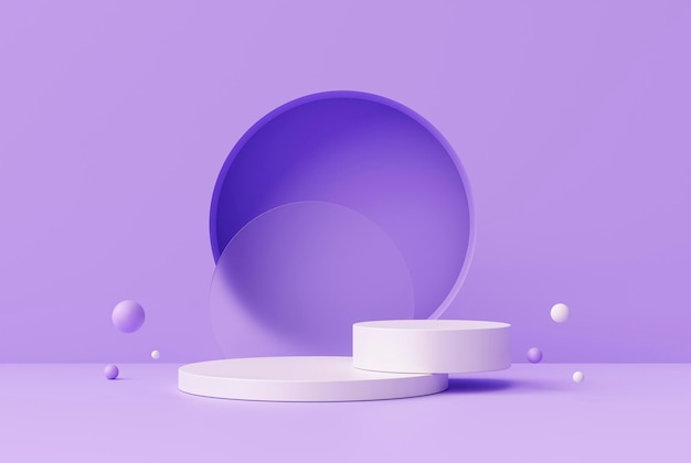 Cylinder fioletowy Etap tła cokołu wyświetlacz produktu podium, aby pokazać produkt Purpurowe tło renderowania 3d