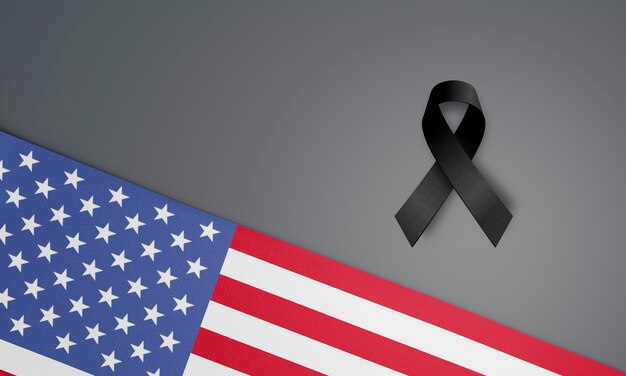 Czarna wstążka żałobna z amerykańską flagą