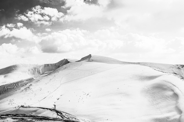 Bezpłatne zdjęcie czarno-białe dramatyczne krajobrazy z pustynnym obszarem