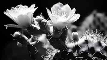Bezpłatne zdjęcie czarno-białe kaktusy pustynne