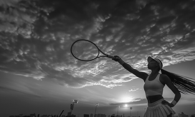 Czarno-biały portret profesjonalnego tenisisty
