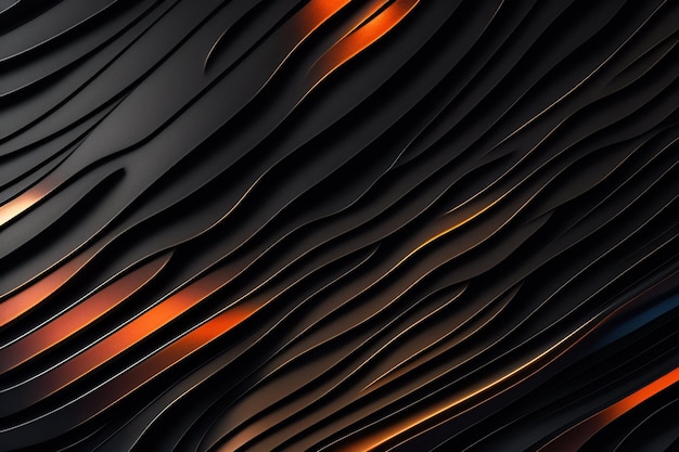 Bezpłatne zdjęcie czarno-pomarańczowe tło z falistym wzorem