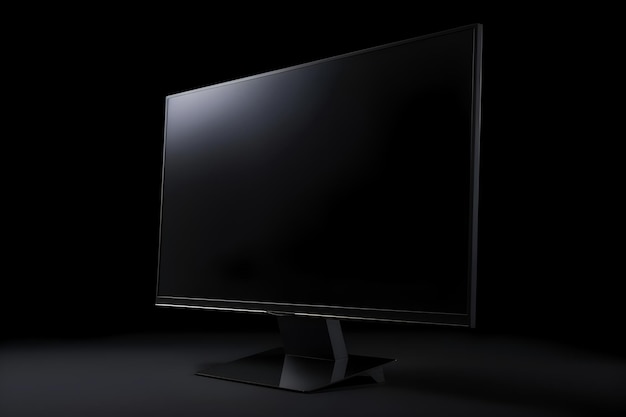 Bezpłatne zdjęcie czarny monitor lcd izolowany na czarnym tle ilustracja renderowania 3d