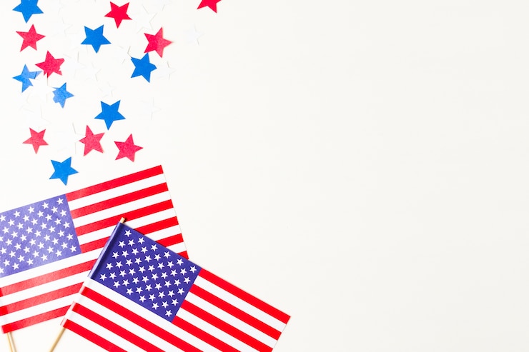 Bezpłatny plik Zdjęcie czerwone i niebieskie gwiazdy z usa flaga na białym tle