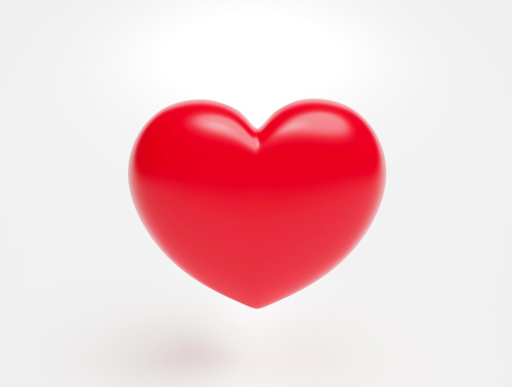 Bezpłatny plik Zdjęcie czerwone serce ikona kreskówka znak lub symbol valentine romans koncepcja na białym tle ilustracja 3d