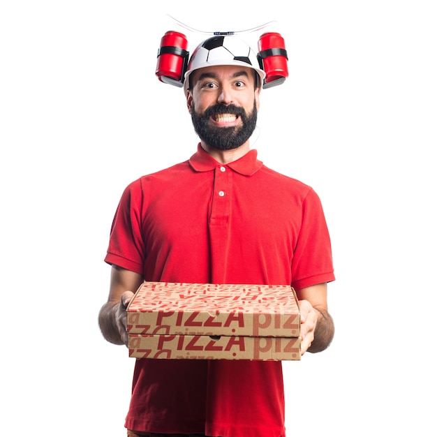 Bezpłatne zdjęcie człowiek dostawy pizzy