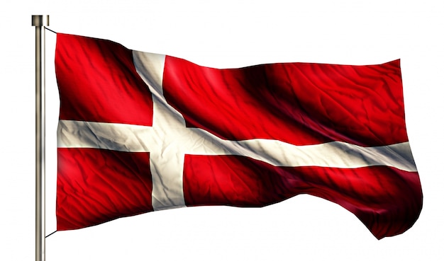 Dania flaga narodowa pojedyncze 3d białe tło