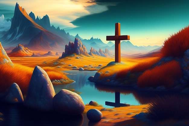 Bezpłatne zdjęcie darmowe zdjęcie wielki piątek tło z jezusem chrystusem i krzyżem