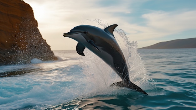 Bezpłatne zdjęcie delfin wyskakujący z wody