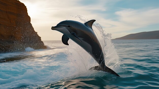 Delfin wyskakujący z wody