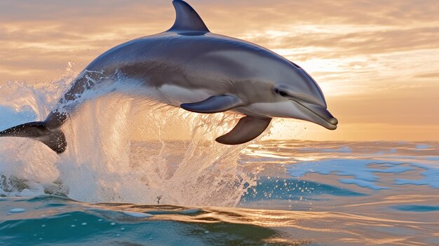 Delfin wyskakujący z wody