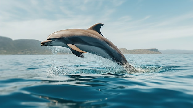 Delfin wyskakujący z wody