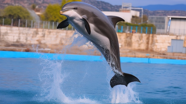 Bezpłatne zdjęcie delfin wyskakujący z wody