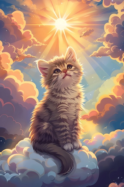 Bezpłatne zdjęcie digital art portrait of adorable pet in heaven