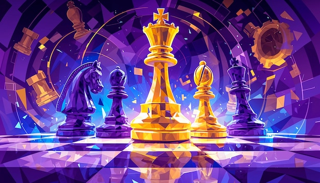 Bezpłatne zdjęcie digital art style abstract chess pieces