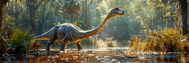 Bezpłatne zdjęcie dinozaur sauropod w przyrodzie