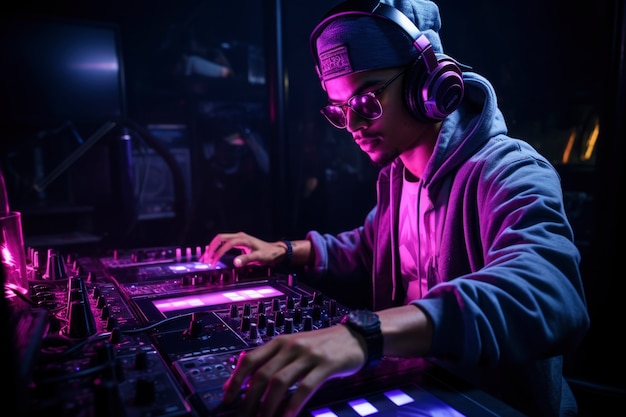 DJ gra muzykę w klubie.