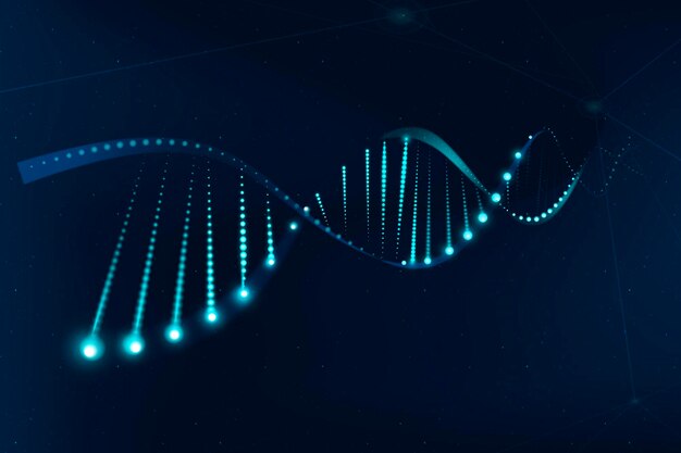 DNA genetyczna biotechnologia nauka niebieska neonowa grafika