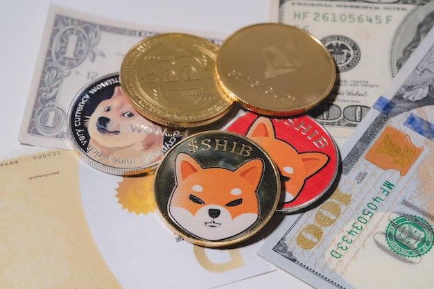 Dogecoin doge bitcoin ethereum eth shiba coin w zestawie z monetą waluty crypto