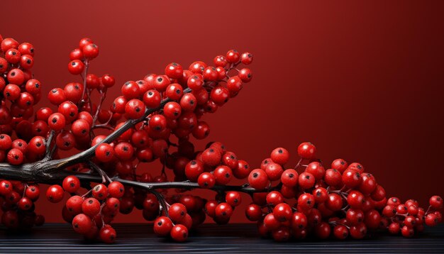 Dojrzałe jagody na gałęzi natury kolorowy wegetariański deser generowany przez sztuczną inteligencję