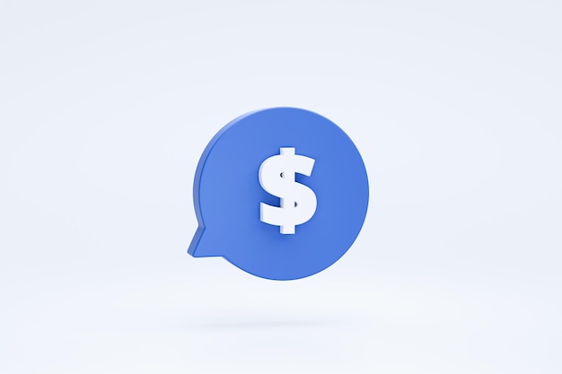 Dolar pieniądze na znak mowy bańki lub symbol ikona renderowania 3d