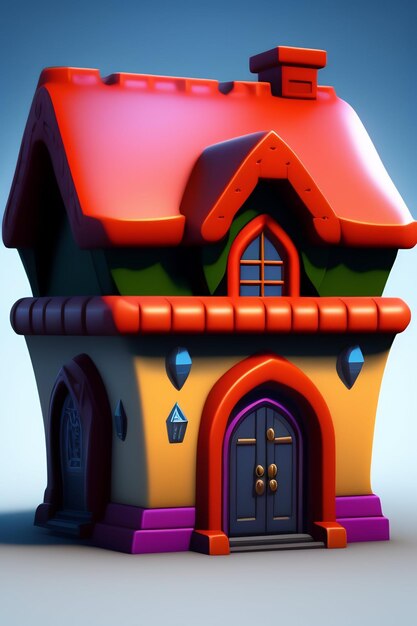 Dom z fioletowymi drzwiami i drzwiami z napisem dom