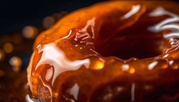 Bezpłatne zdjęcie domowy karmelowy pączek z polewą czekoladową wygenerowany przez sztuczną inteligencję