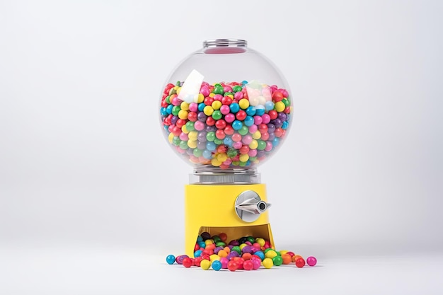 Dozownik cukierków Gum ball machine Automat sprzedający wyizolowanych na białym tle Ai generatywne