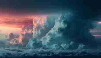 Bezpłatne zdjęcie dramatyczne piękno nieba w naturze złowroga chmura burzowa generowana przez sztuczną inteligencję