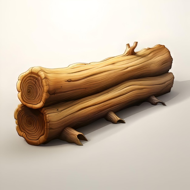 Drewniana kłoda izolowana na białym tle ilustracja renderowania 3D
