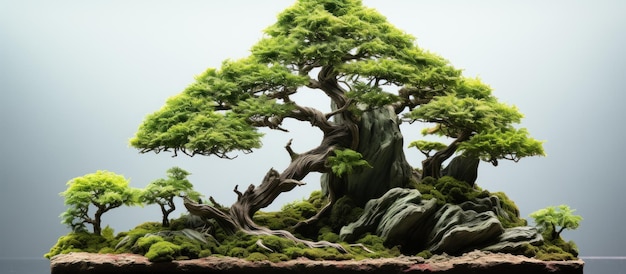 Bezpłatne zdjęcie drzewo bonsai na skale