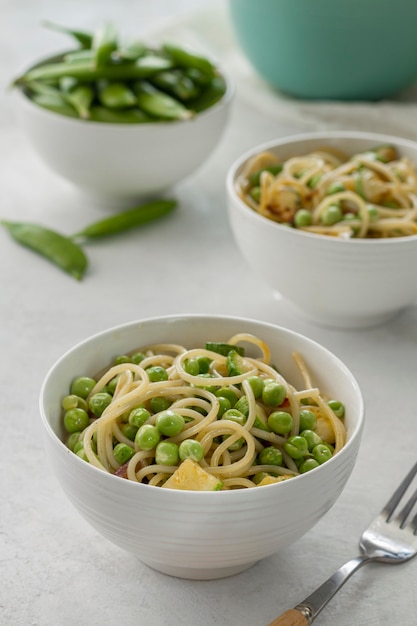 Duży groszek ze spaghetti