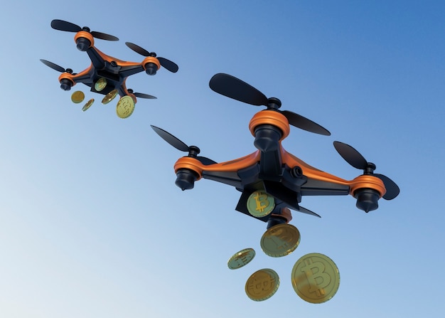 Dystrybucja kryptowaluty pod niskim kątem za pomocą dronów