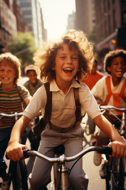 Bezpłatne zdjęcie dzieci bawiące się rowerami