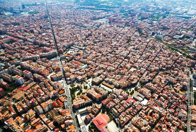 dzielnica mieszkaniowa od helikoptera. Barcelona
