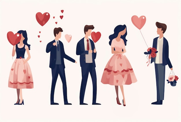 Dzień Walentynek sztuka cyfrowa z romantyczną parą