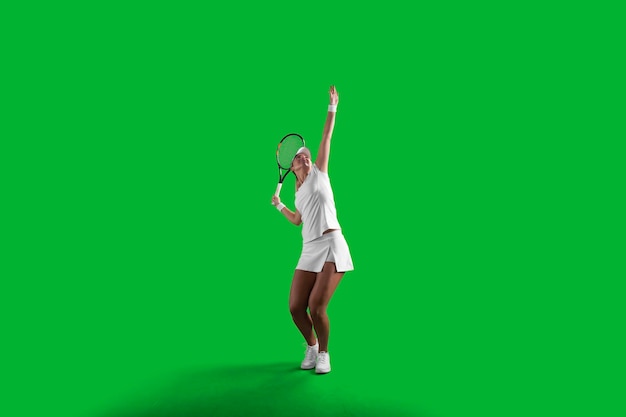 Dziewczyna tenisa na zielonym ekranie