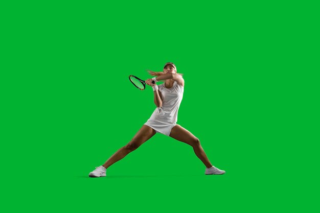 Dziewczyna tenisa na zielonym ekranie