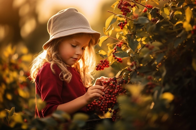 Bezpłatne zdjęcie dziewczyna zbierająca jabłka w koszyku piękne pory zbiorów spadają