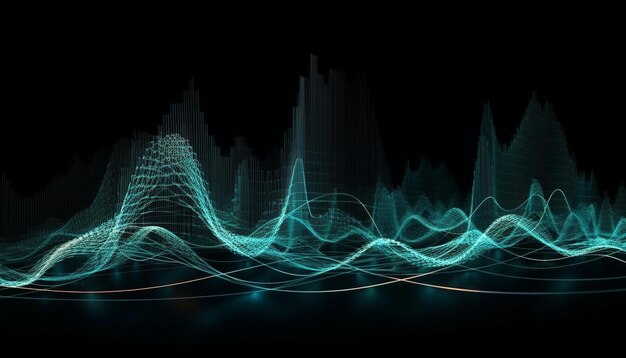 Dźwięk wzoru fali wypełnia abstrakcyjne tło generowane przez sztuczną inteligencję