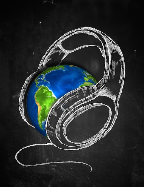 Earth słuchawki muzyki w tle