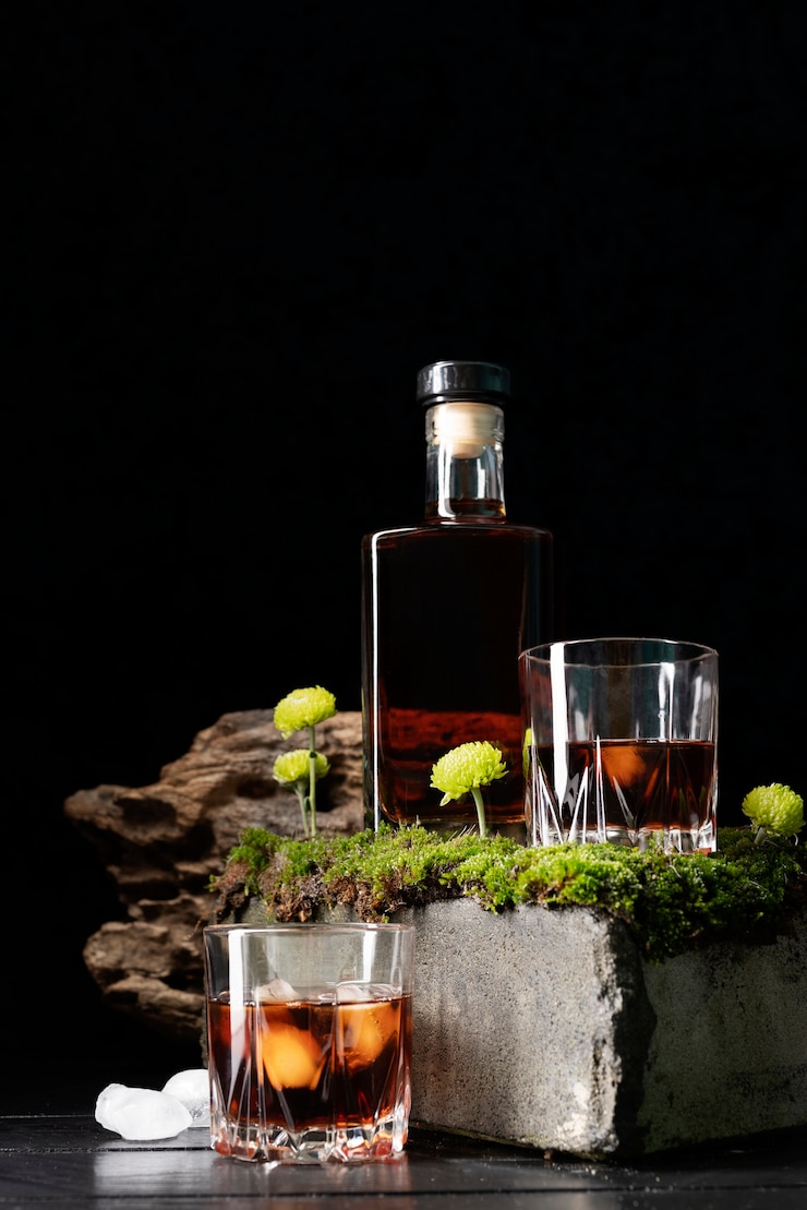 Bezpłatny plik Zdjęcie elegancka wegańska aranżacja alkoholi