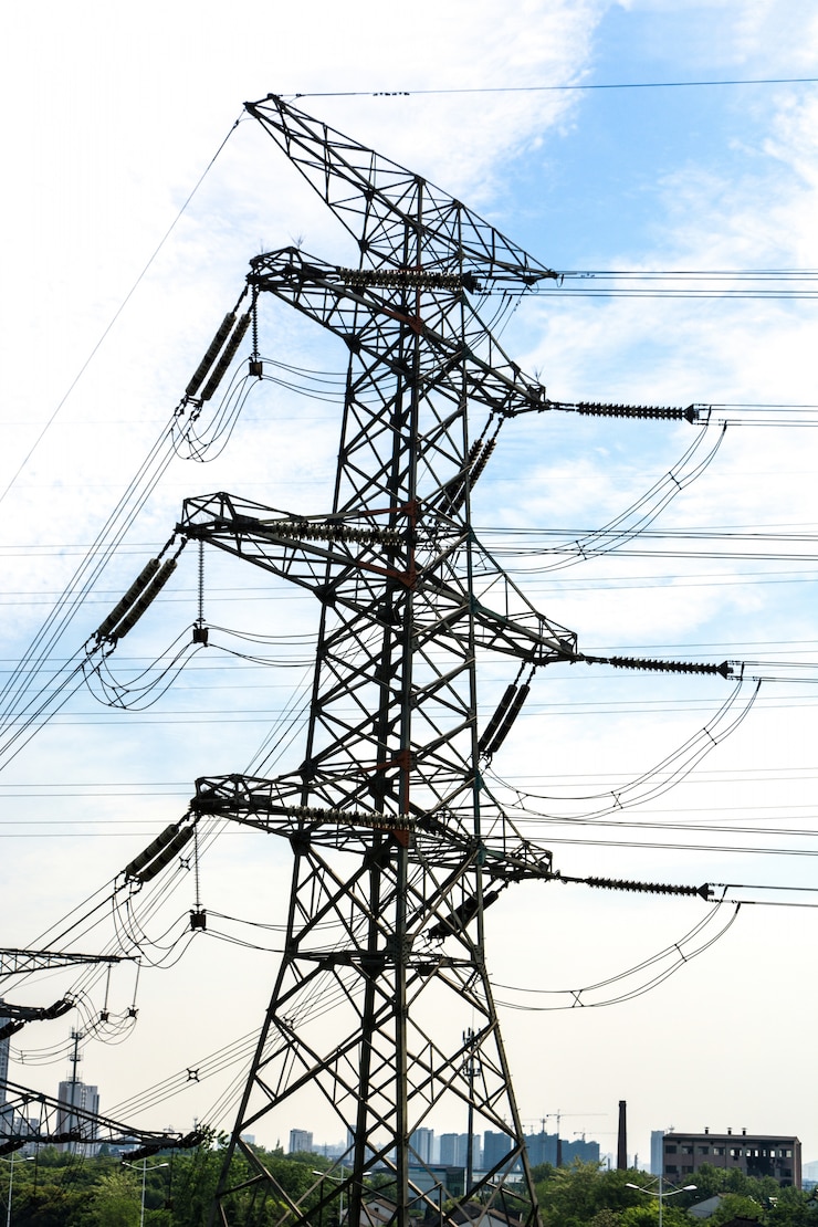 Bezpłatny plik Zdjęcie elektryczny słup wysokiego napięcia i niebo