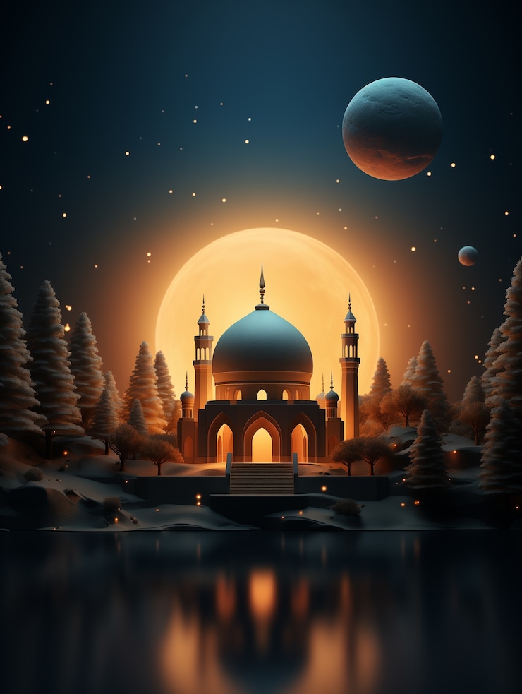 Bezpłatny plik Zdjęcie elementy 3d dla islamskich uroczystości ramadanu