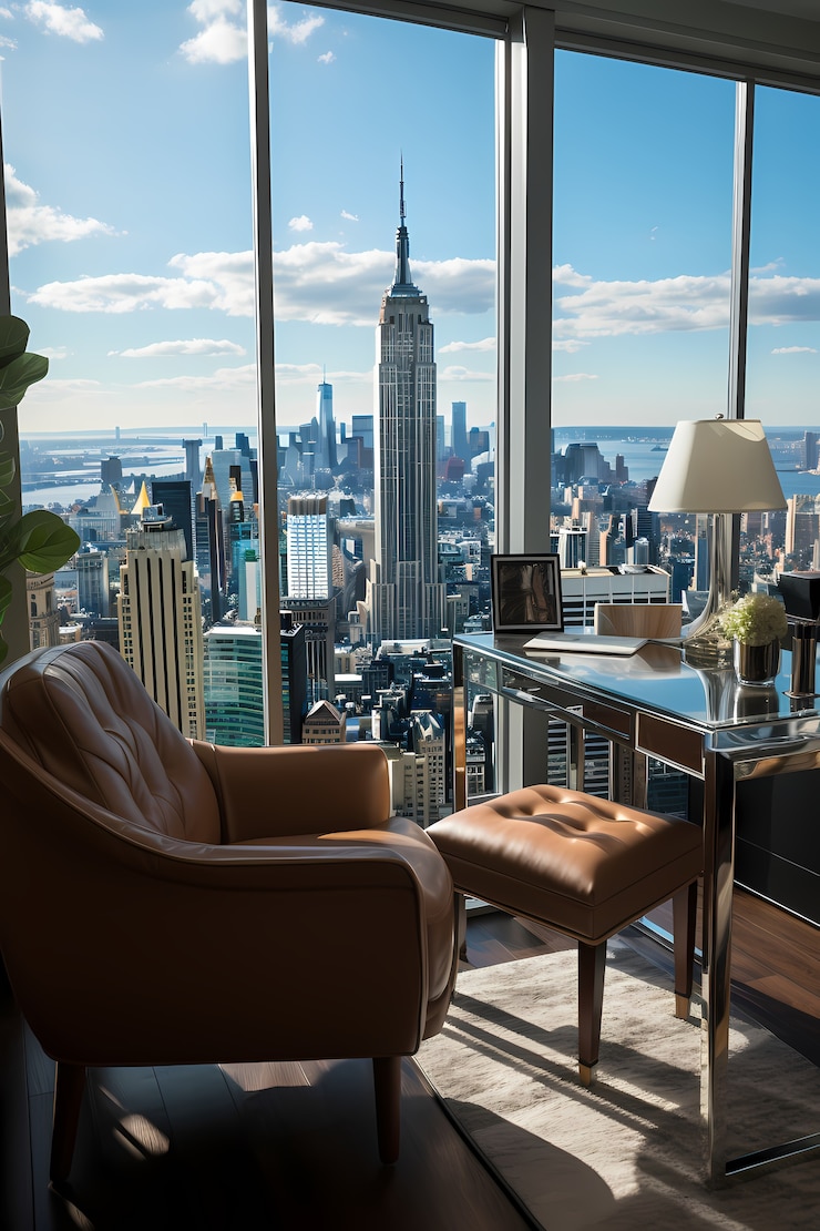 Bezpłatny plik Zdjęcie empire state building widziany z mieszkania