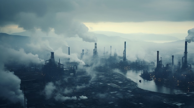 Fabryka produkująca zanieczyszczenia co2