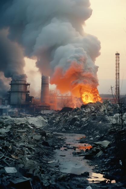 Fabryka produkująca zanieczyszczenia co2